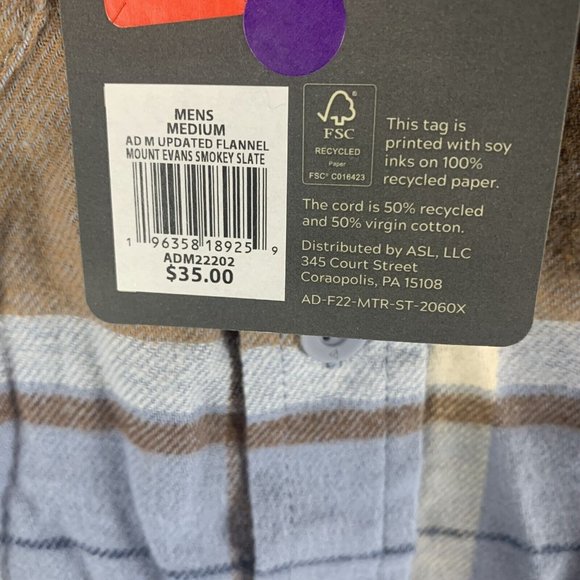 Alpine Design Shirt Men Medium Blue Plaid Cotton Flannel NWT Button-Up 8243 - Picture 4 of 8